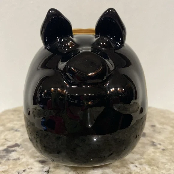 Vintage 2002 Harley Davidson High Shine Black Gold Road Hog Ceramic Piggy Bank - Picture 5 of 14